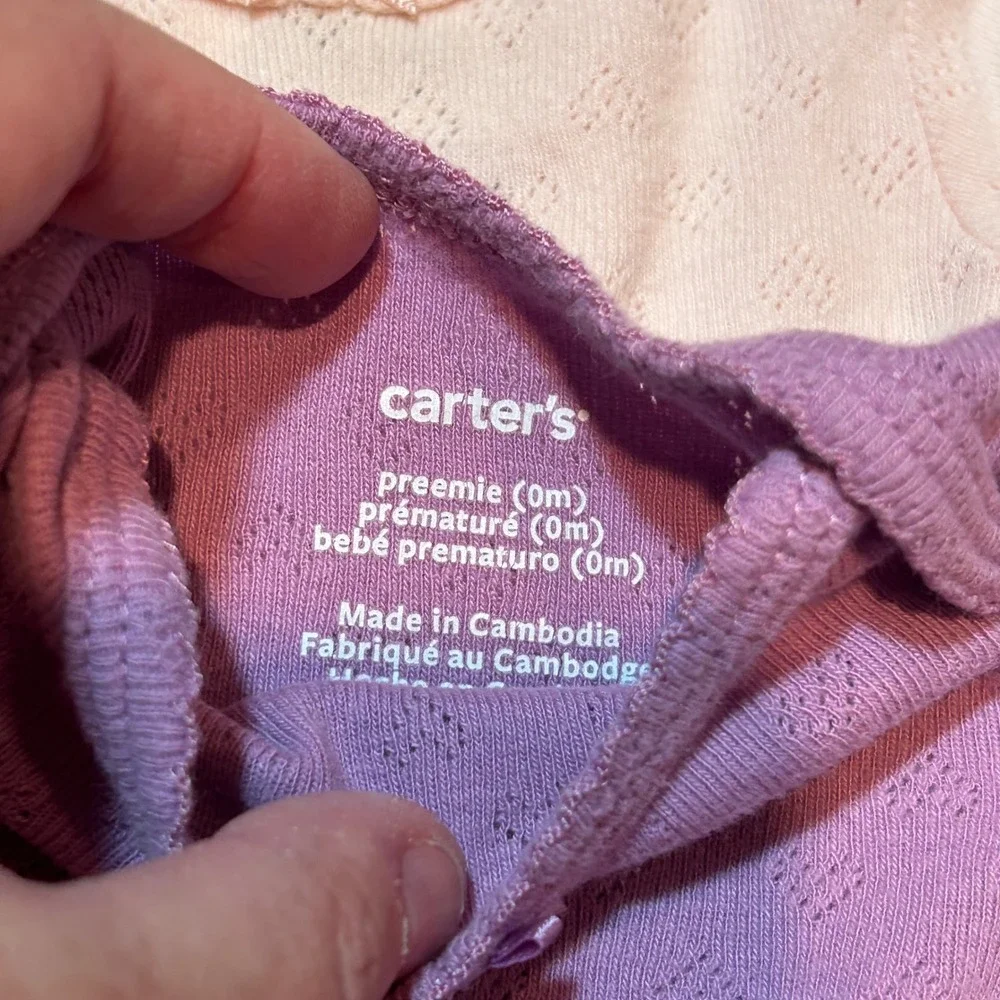 Carters Cloud Island Baby Bodysuit Pants Bundle Preemie Newborn 6pc Set